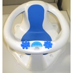 The One Step Ahead Idea Baby bath seat is white and blue.